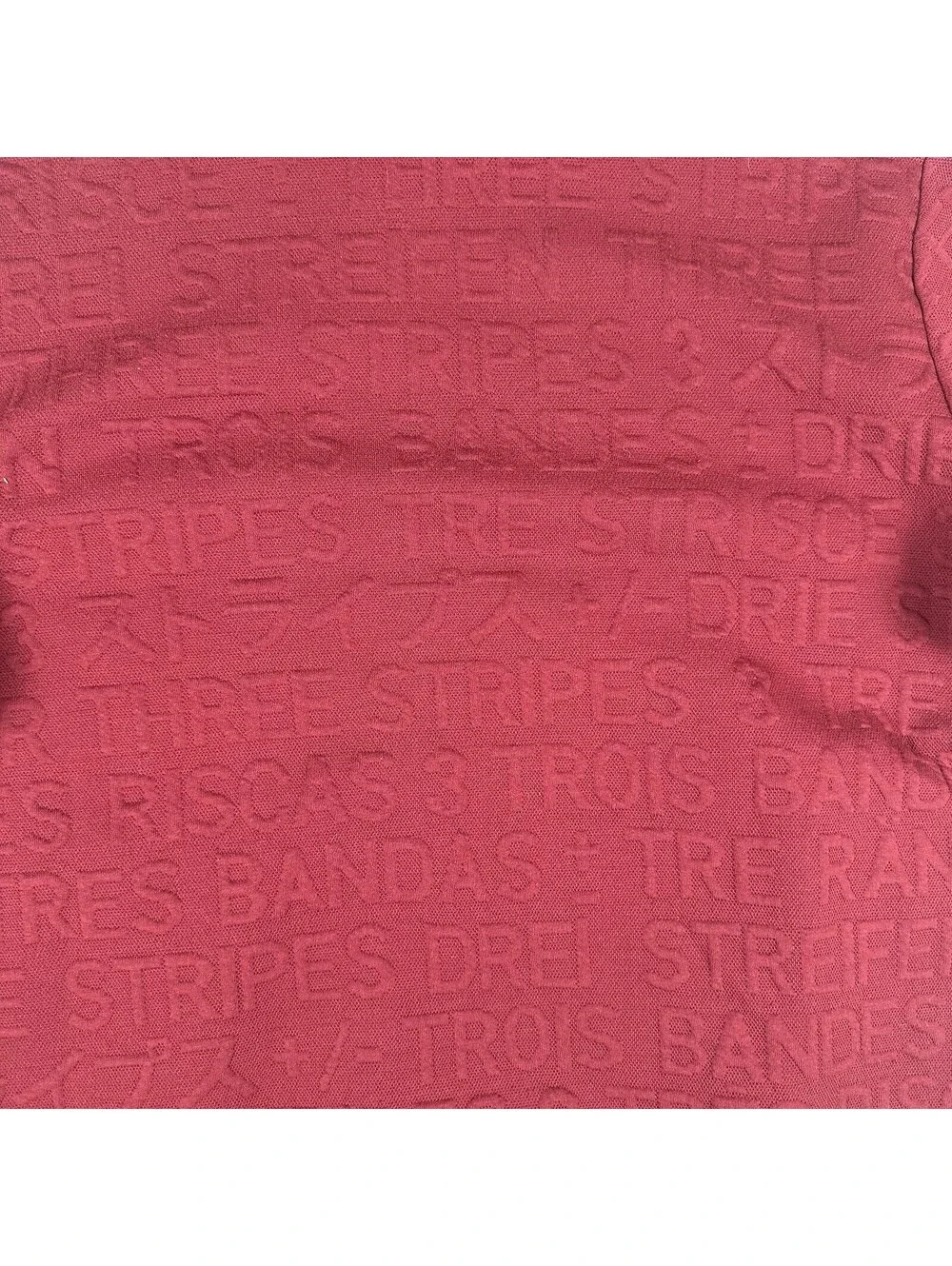 Adidas Hoodie Sweatshirt Mens XL Red Maroon 3 Stripe Embossed Pockets Pullover